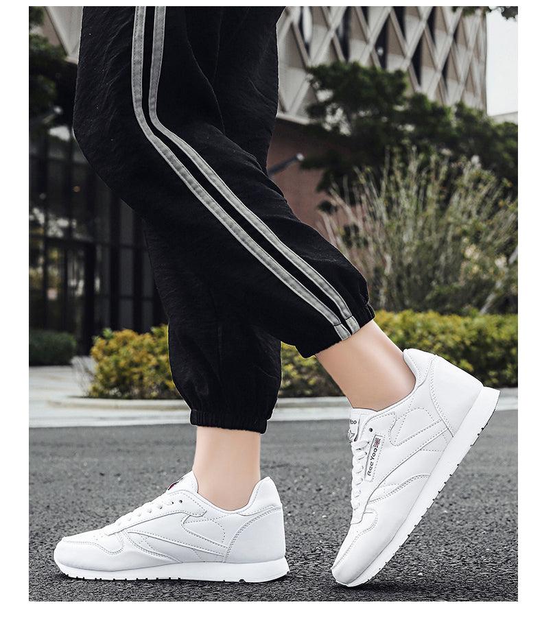 Elegant White Leather Minimalist Unisex Trainers