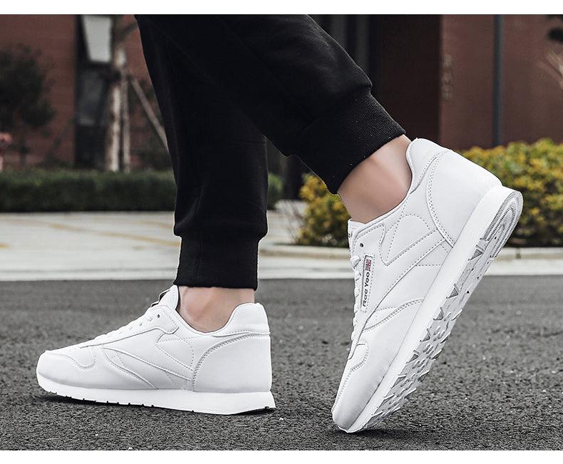 Elegant White Leather Minimalist Unisex Trainers
