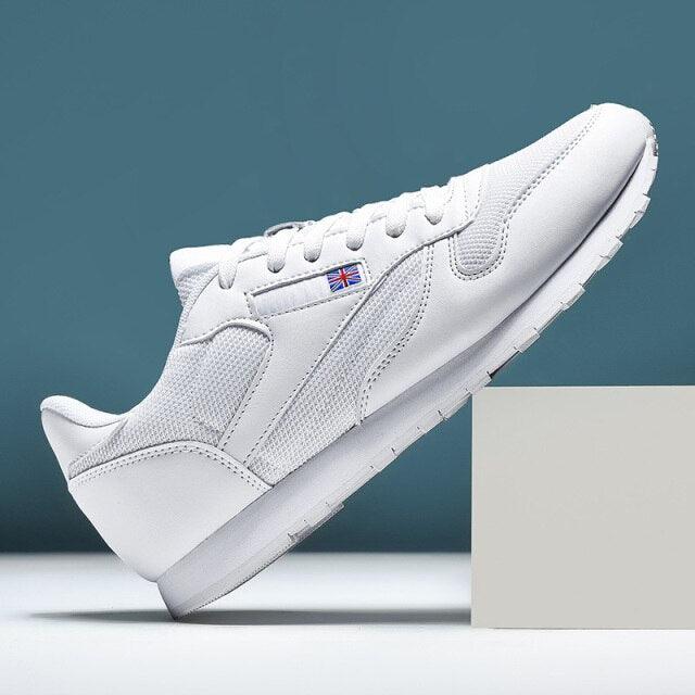 Elegant White Leather Minimalist Unisex Trainers