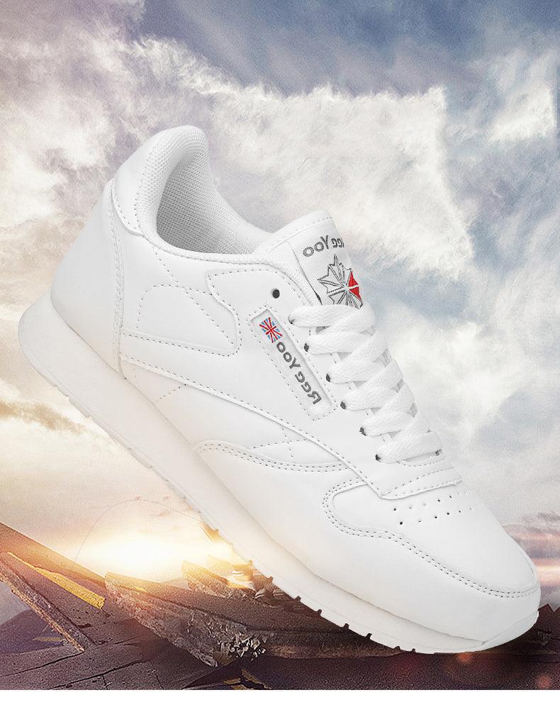 Elegant White Leather Minimalist Unisex Trainers
