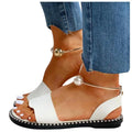 Elegant White Round Toe Pearl Buckle Sandals for Summer Wedding