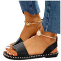 Elegant White Round Toe Pearl Buckle Sandals for Summer Wedding