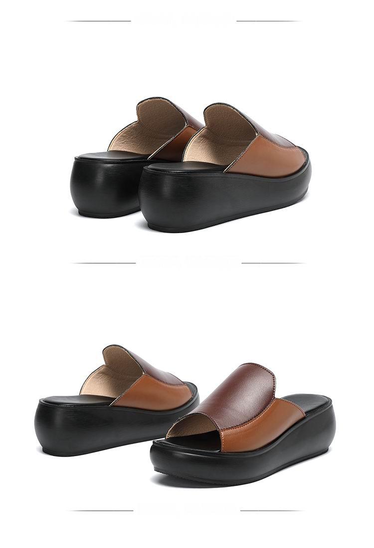 Women’s Genuine Leather Platform Wedge Loafer Comfort Slippers