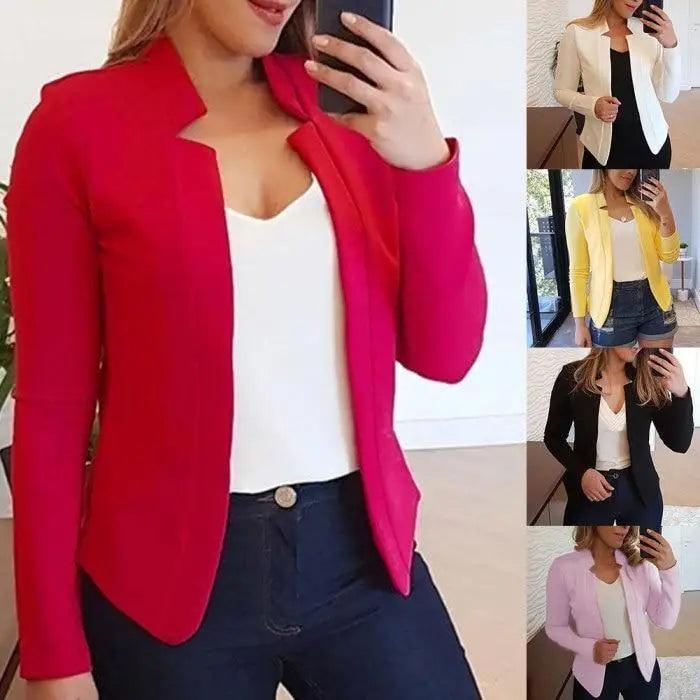 Women's Elegant Open Front Office Blazer Suit Jacket