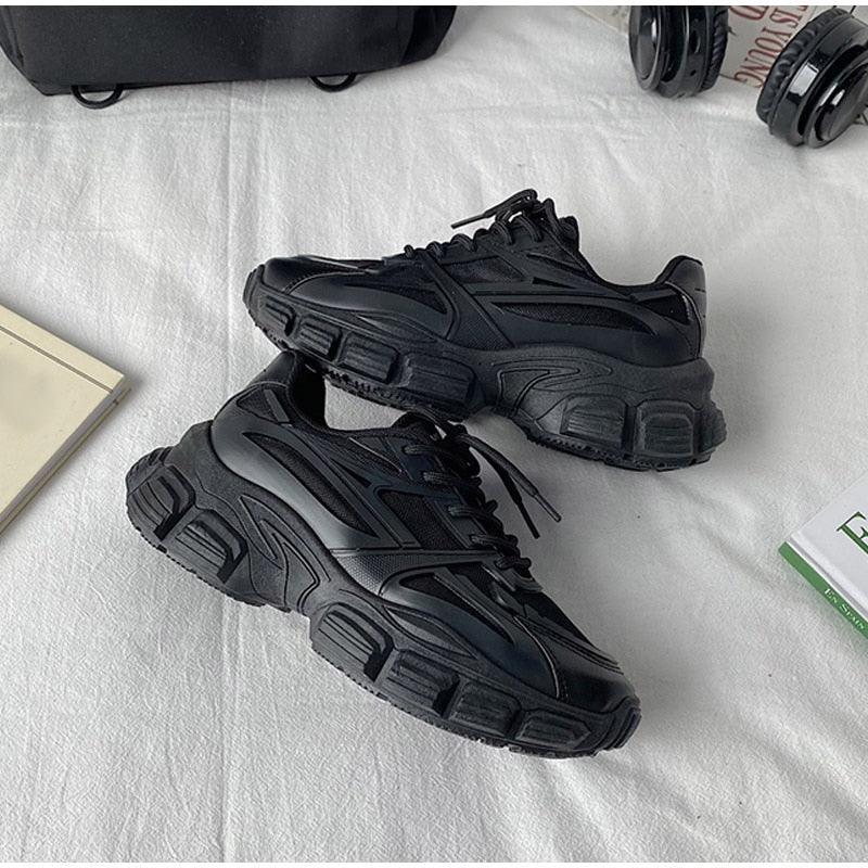 Elegant Leather Platform Sneakers - Casual Walking Footwear