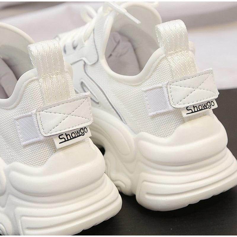 Elegant Leather Platform Sneakers - Casual Walking Footwear