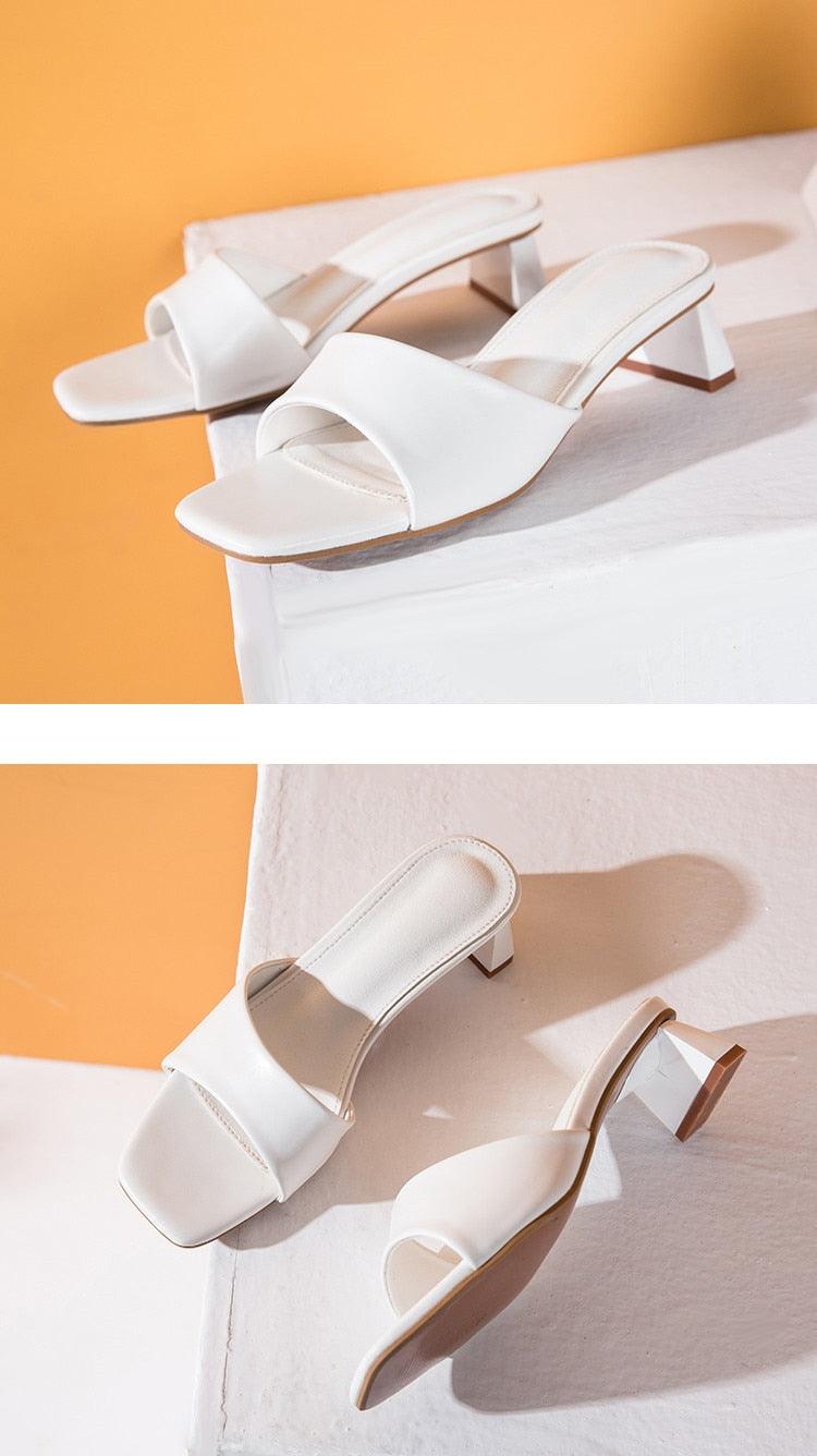 Elegant Square Toe Flat Sandals - Minimalist Summer Slippers