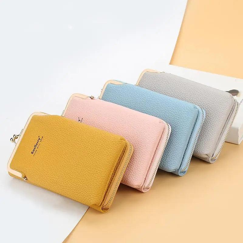 Elegant small PU leather crossbody phone purse with detachable strap