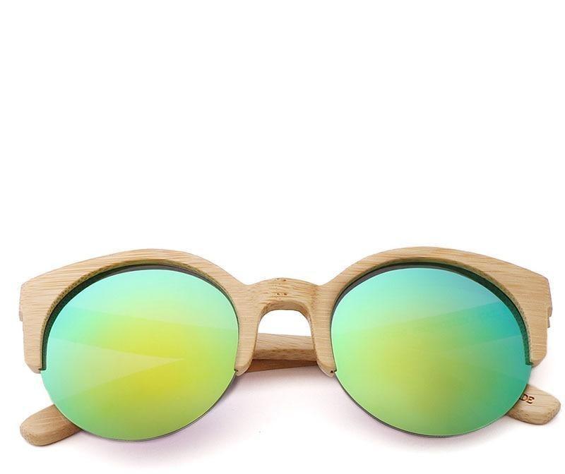 Classic Round Bamboo Sunglasses Polarized Lightweight Retro