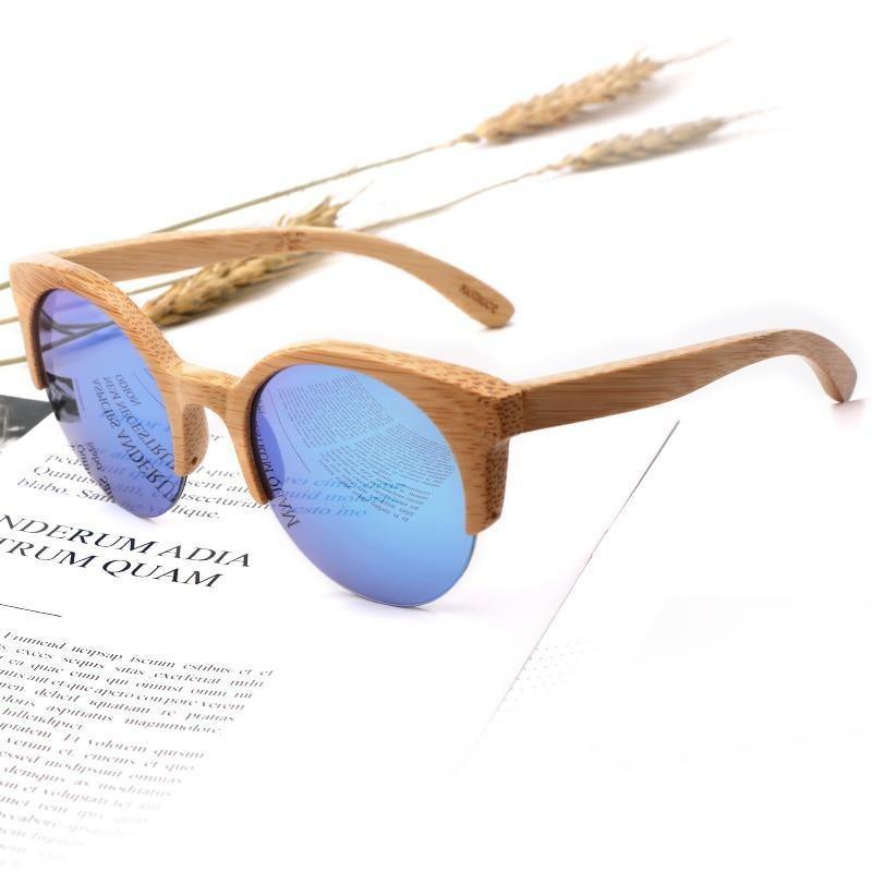 Classic Round Bamboo Sunglasses Polarized Lightweight Retro