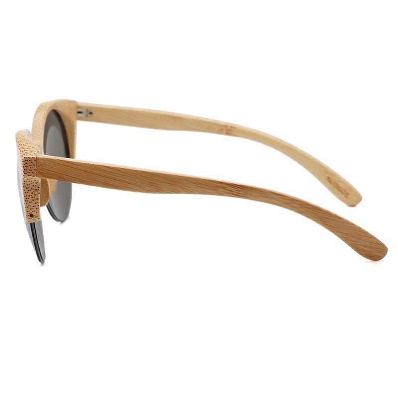 Classic Round Bamboo Sunglasses Polarized Lightweight Retro