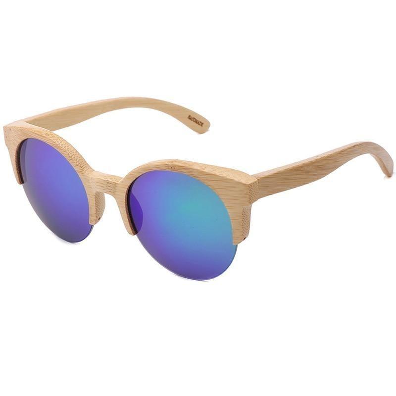 Classic Round Bamboo Sunglasses Polarized Lightweight Retro