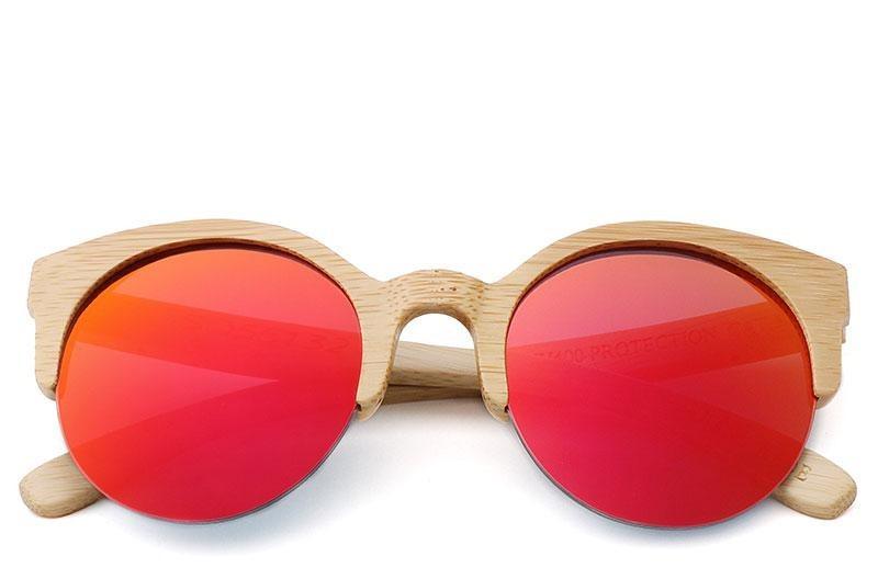 Classic Round Bamboo Sunglasses Polarized Lightweight Retro