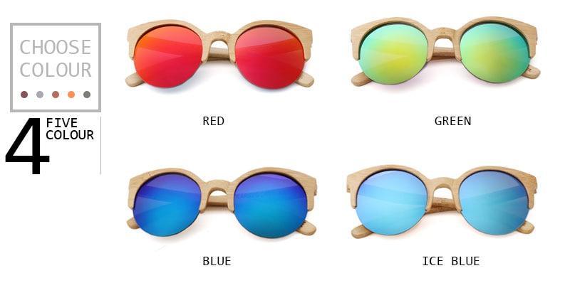 Classic Round Bamboo Sunglasses Polarized Lightweight Retro