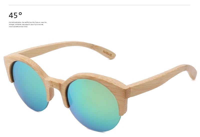 Classic Round Bamboo Sunglasses Polarized Lightweight Retro