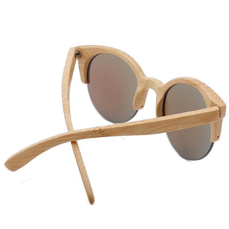 Classic Round Bamboo Sunglasses Polarized Lightweight Retro