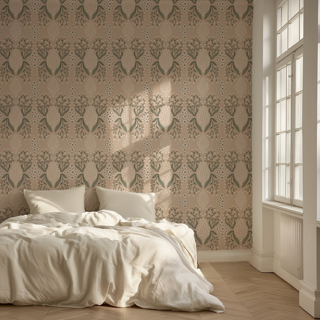Priscilla Floral Wallpaper - Traditional Modern-Cottage