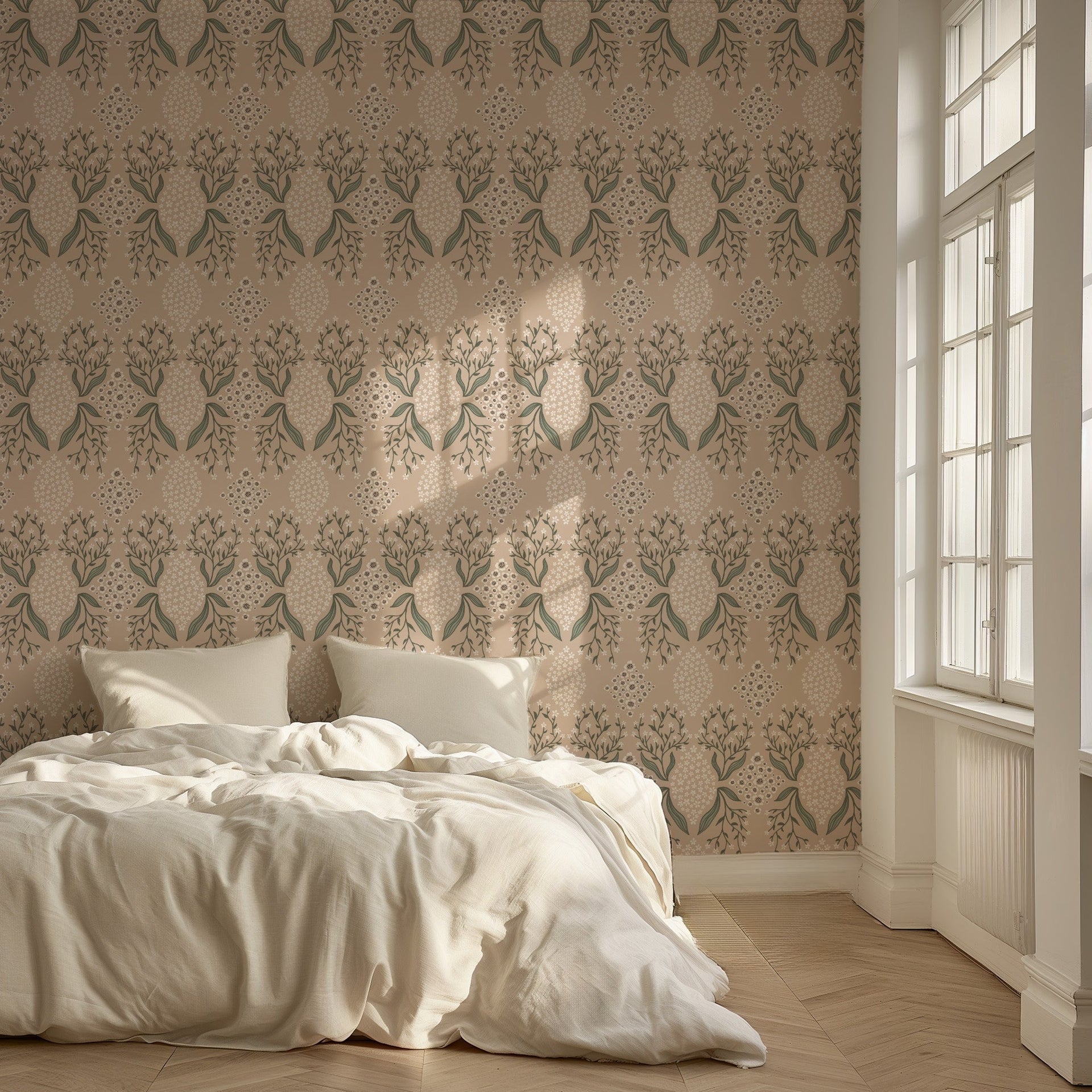 Priscilla Floral Wallpaper - Traditional Modern-Cottage