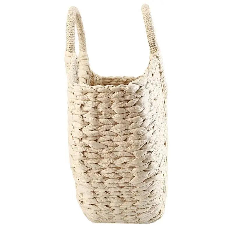 Woven Wicker Straw Half Round Bag - Large Capacity Travel Tote