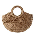 Woven Wicker Straw Half Round Bag - Large Capacity Travel Tote