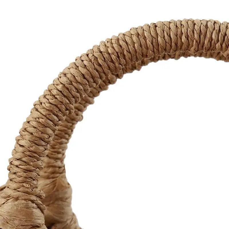 Woven Wicker Straw Half Round Bag - Large Capacity Travel Tote