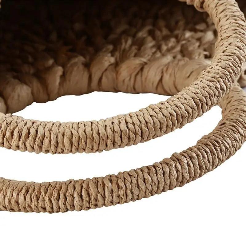 Woven Wicker Straw Half Round Bag - Large Capacity Travel Tote