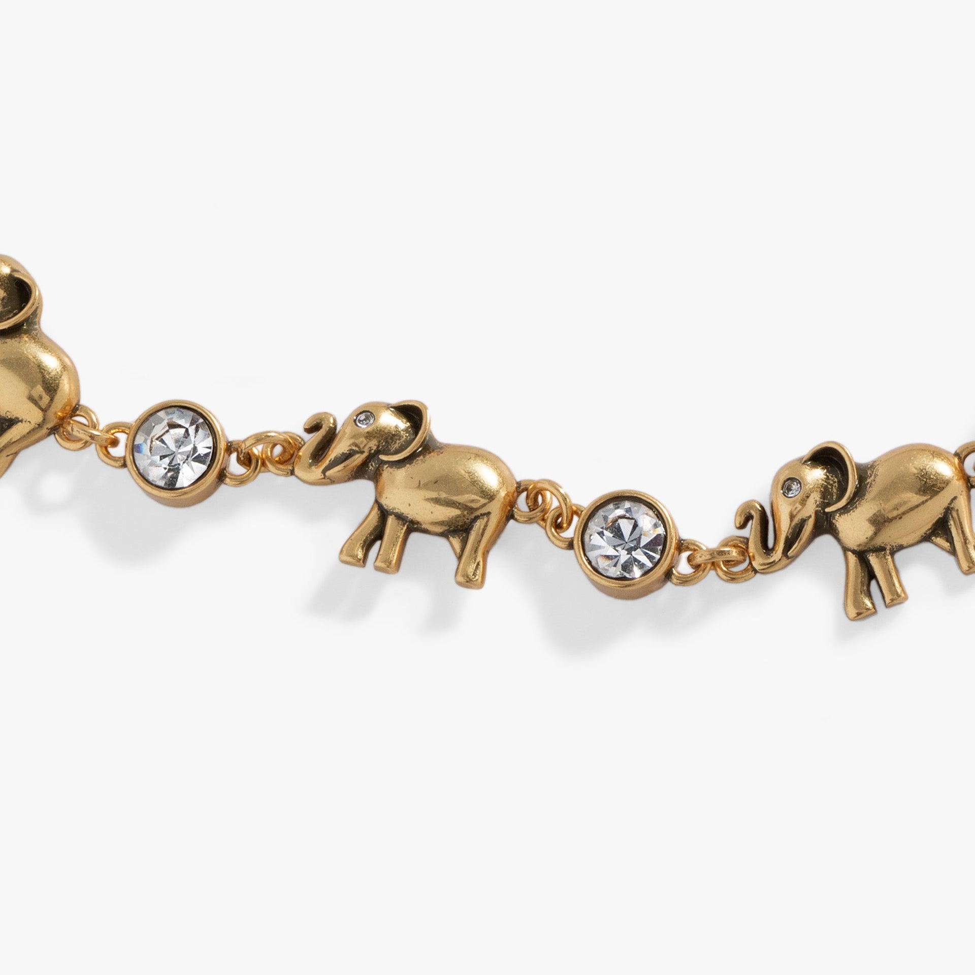 Elephant Crystal Bolo Bracelet in Gold and Silver Tone