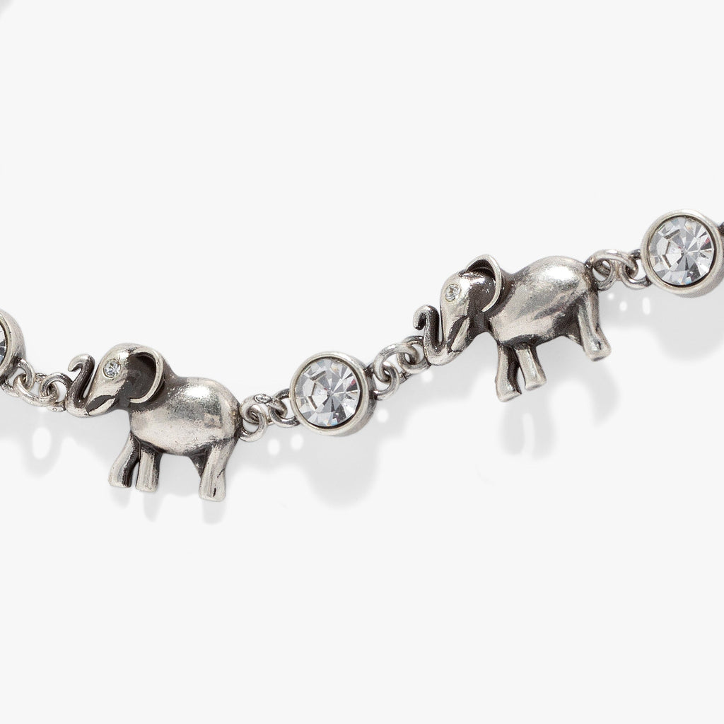 Elephant Crystal Bolo Bracelet in Gold and Silver Tone