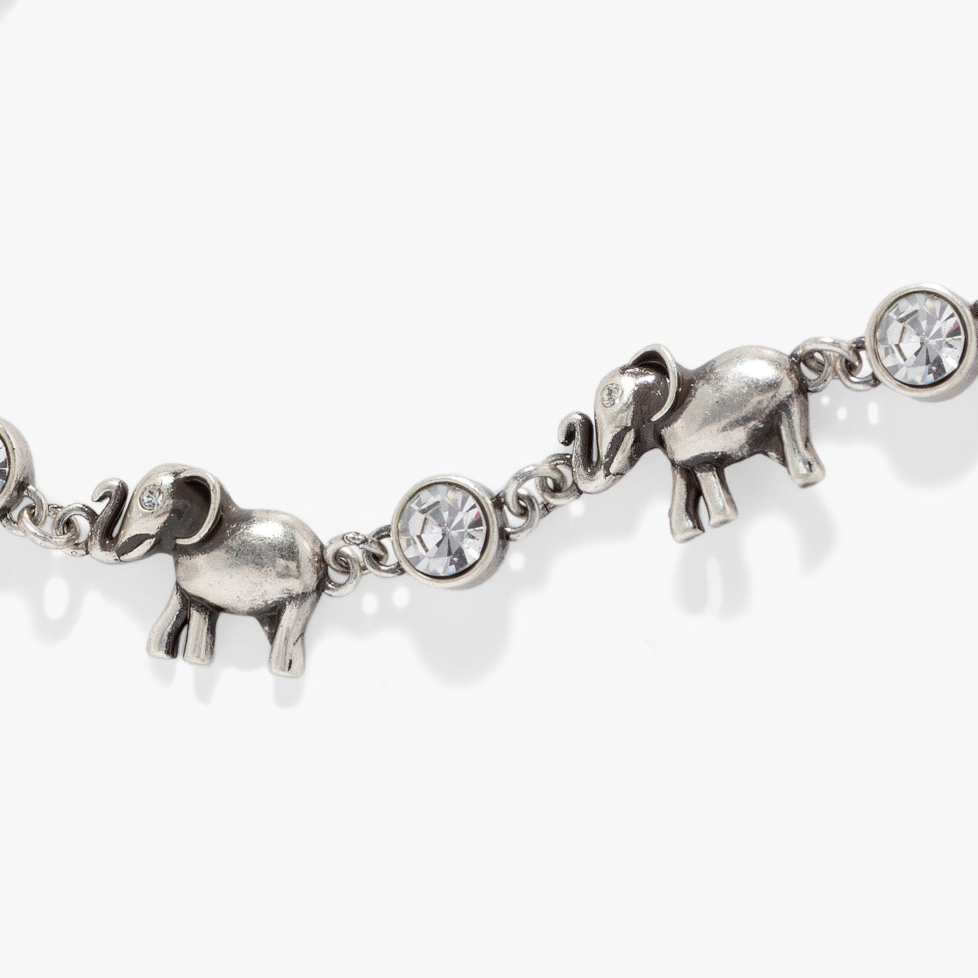 Elephant Crystal Bolo Bracelet in Gold and Silver Tone