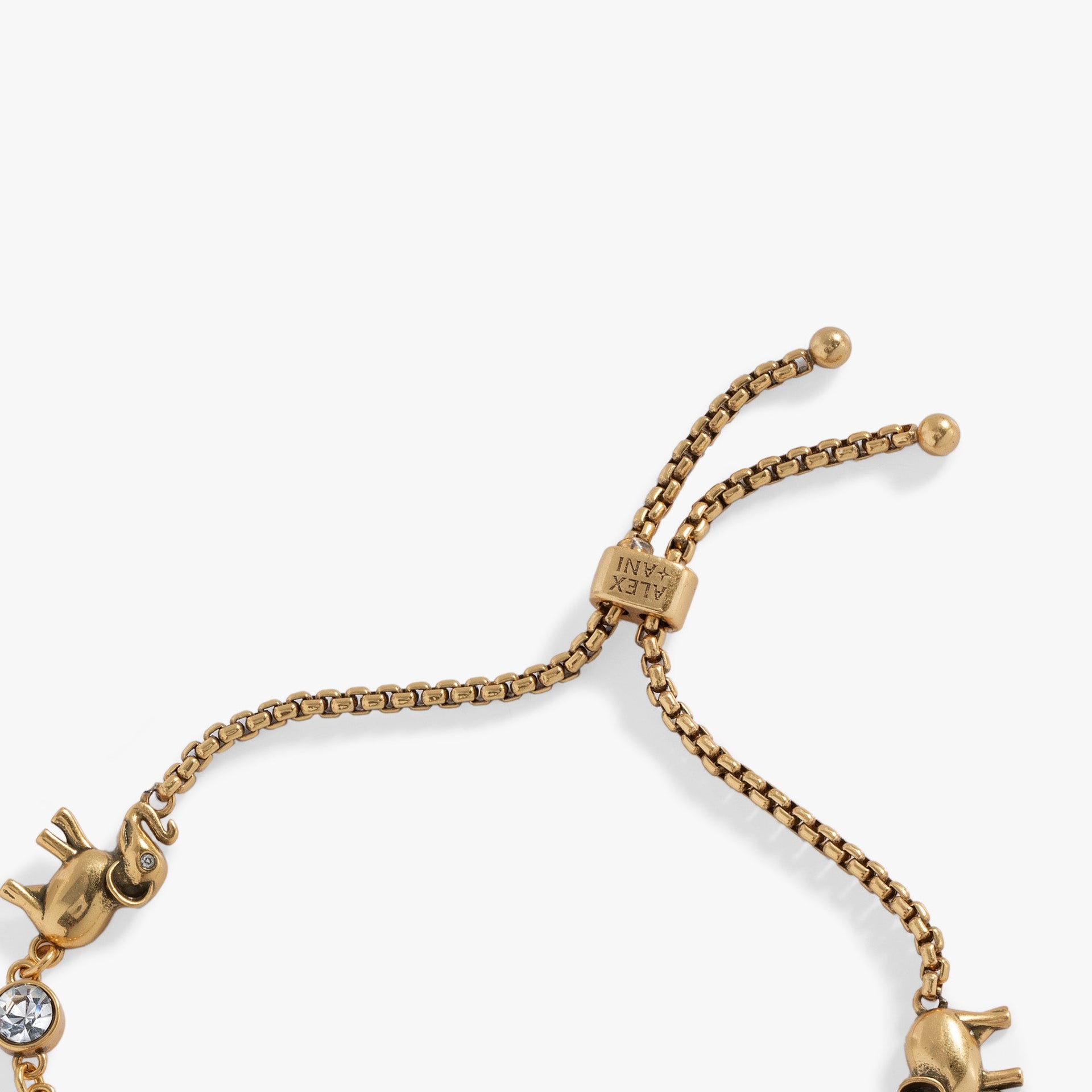 Elephant Crystal Bolo Bracelet in Gold and Silver Tone