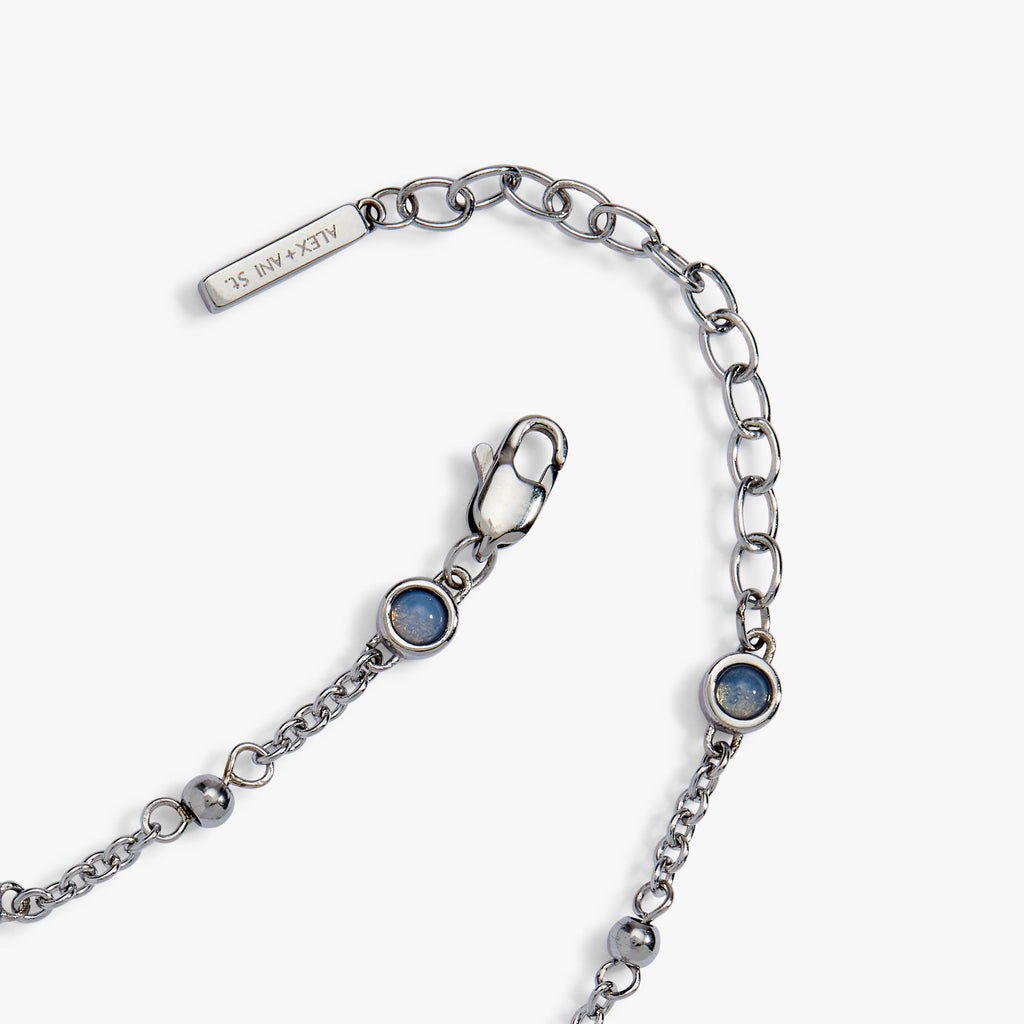Elephant Inline Charm Anklet in Silver with Blue Opal Accents