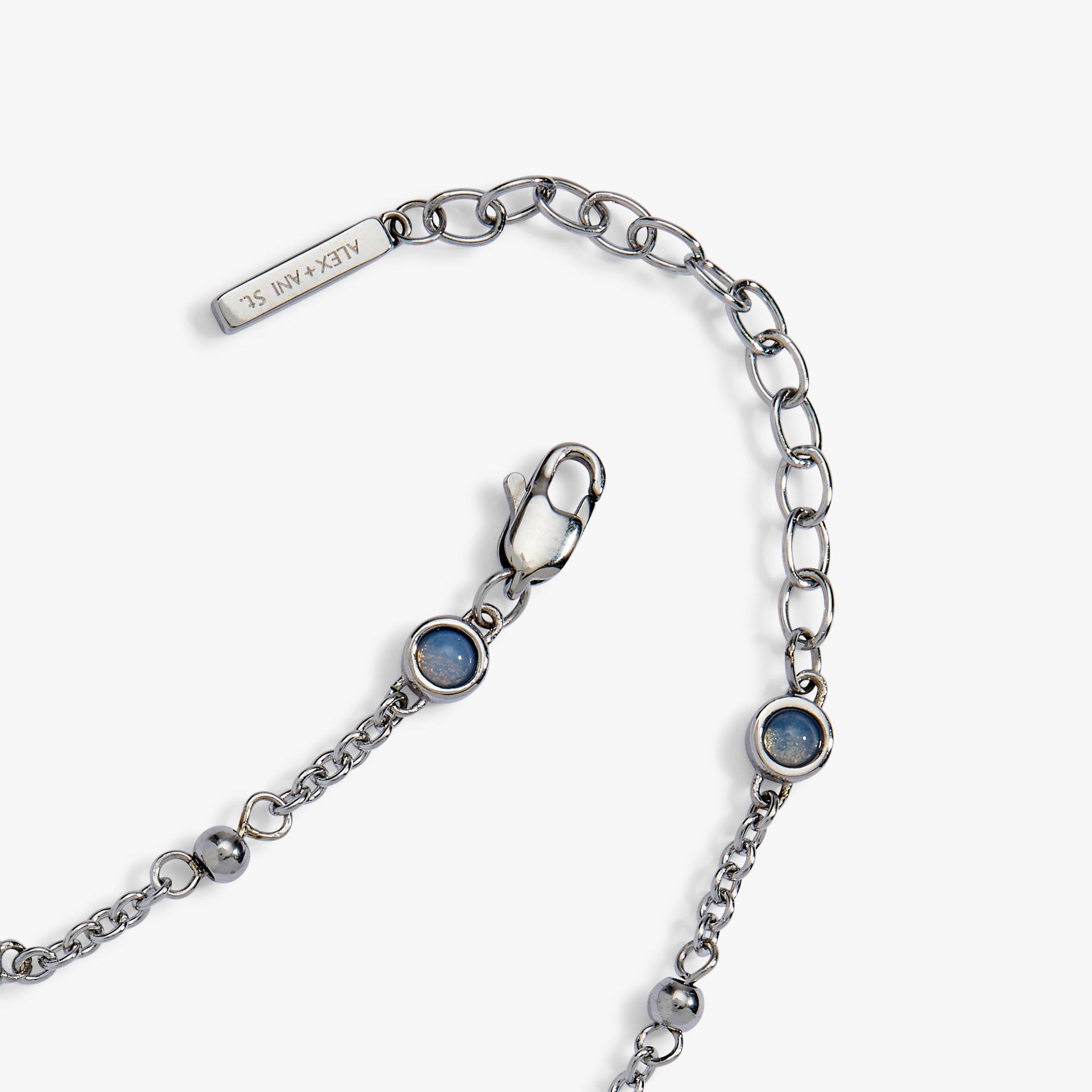 Elephant Inline Charm Anklet in Silver with Blue Opal Accents