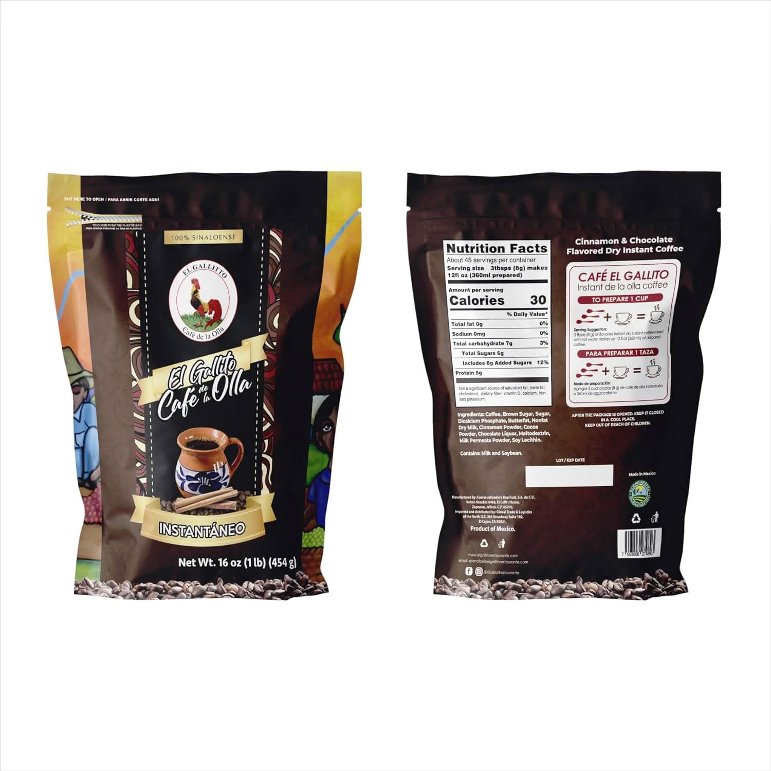 Traditional Mexican Café de Olla Instant Coffee 1 LB Earth Tone