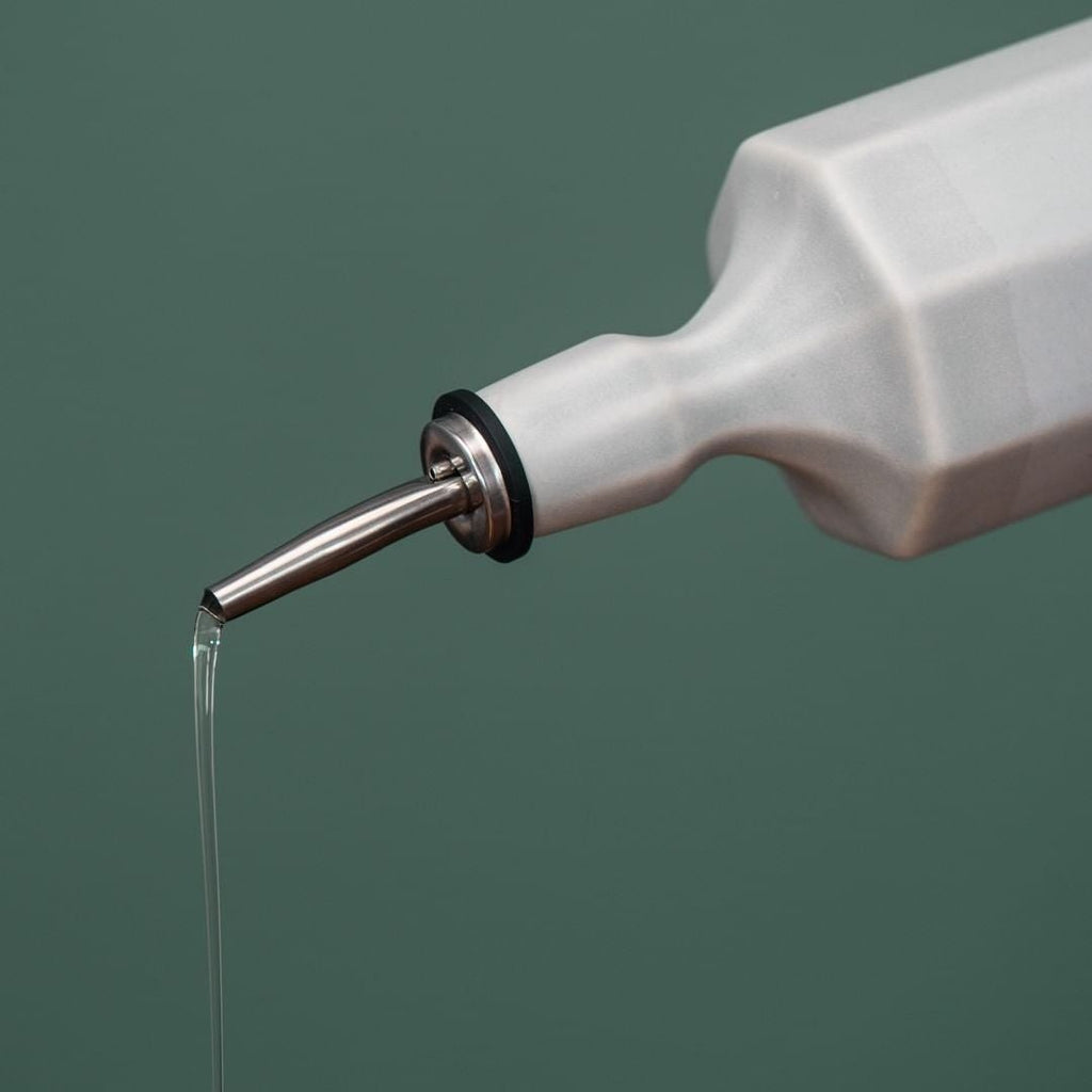 Elixir White Porcelain Olive Oil Dispenser with Pouring Spout - Image 4