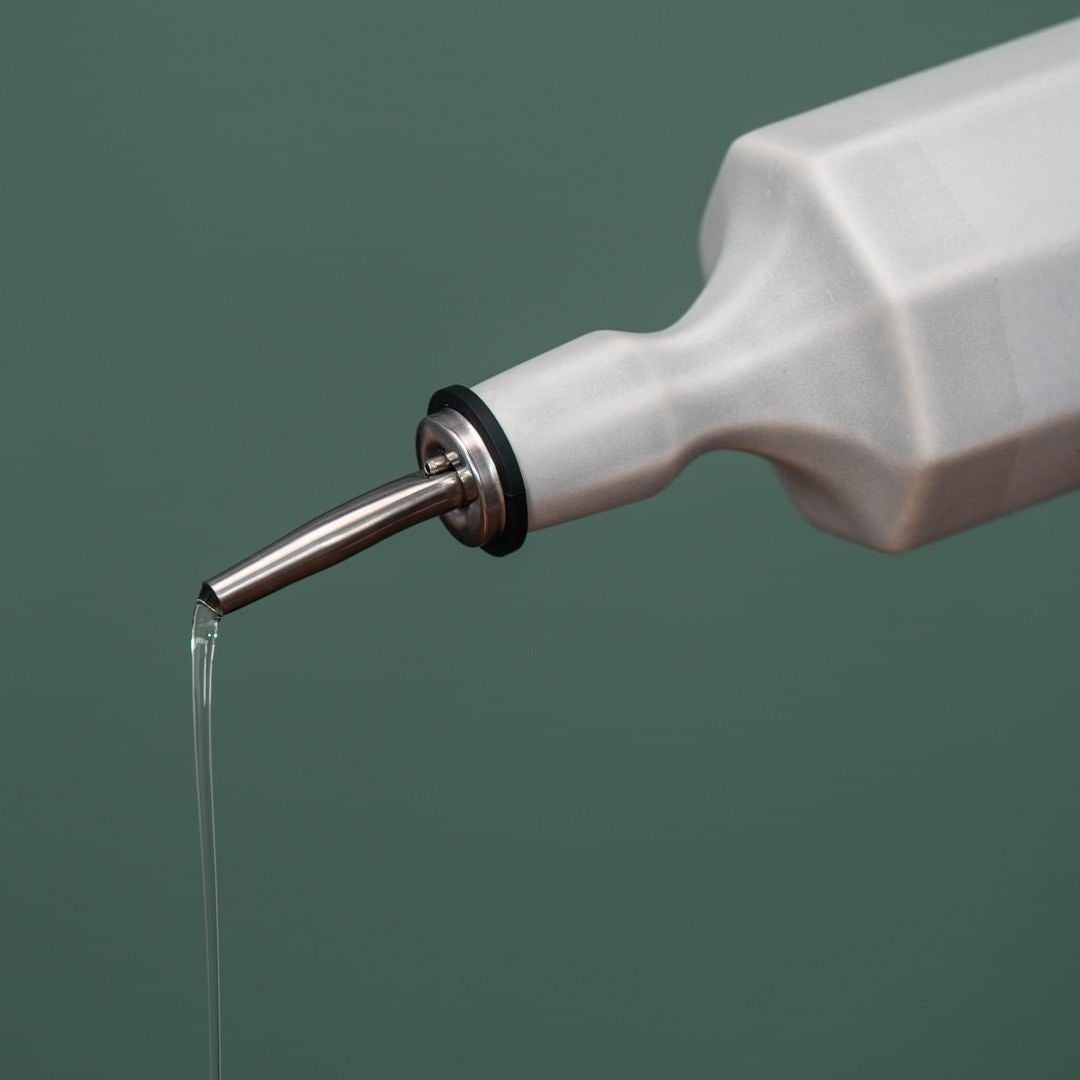 Elixir White Porcelain Olive Oil Dispenser with Pouring Spout - Image 4
