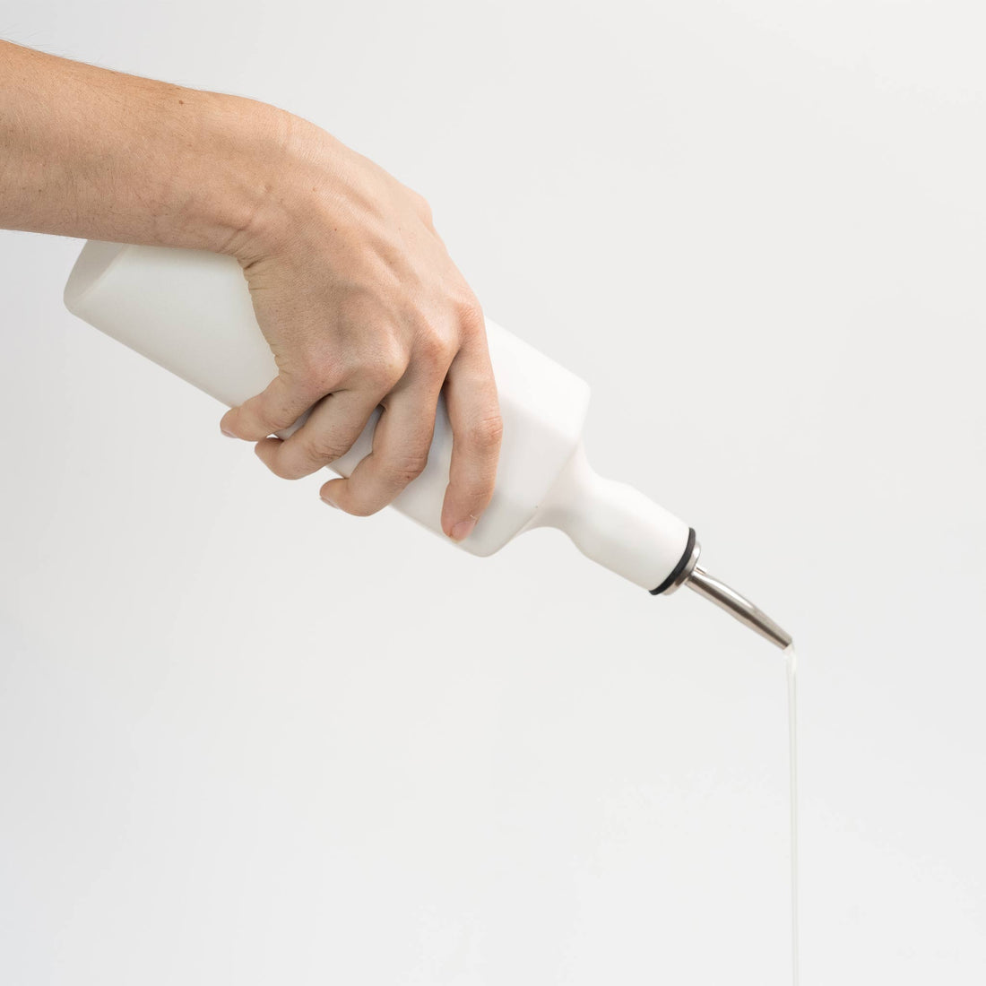Elixir White Porcelain Olive Oil Dispenser with Pouring Spout - Image 2