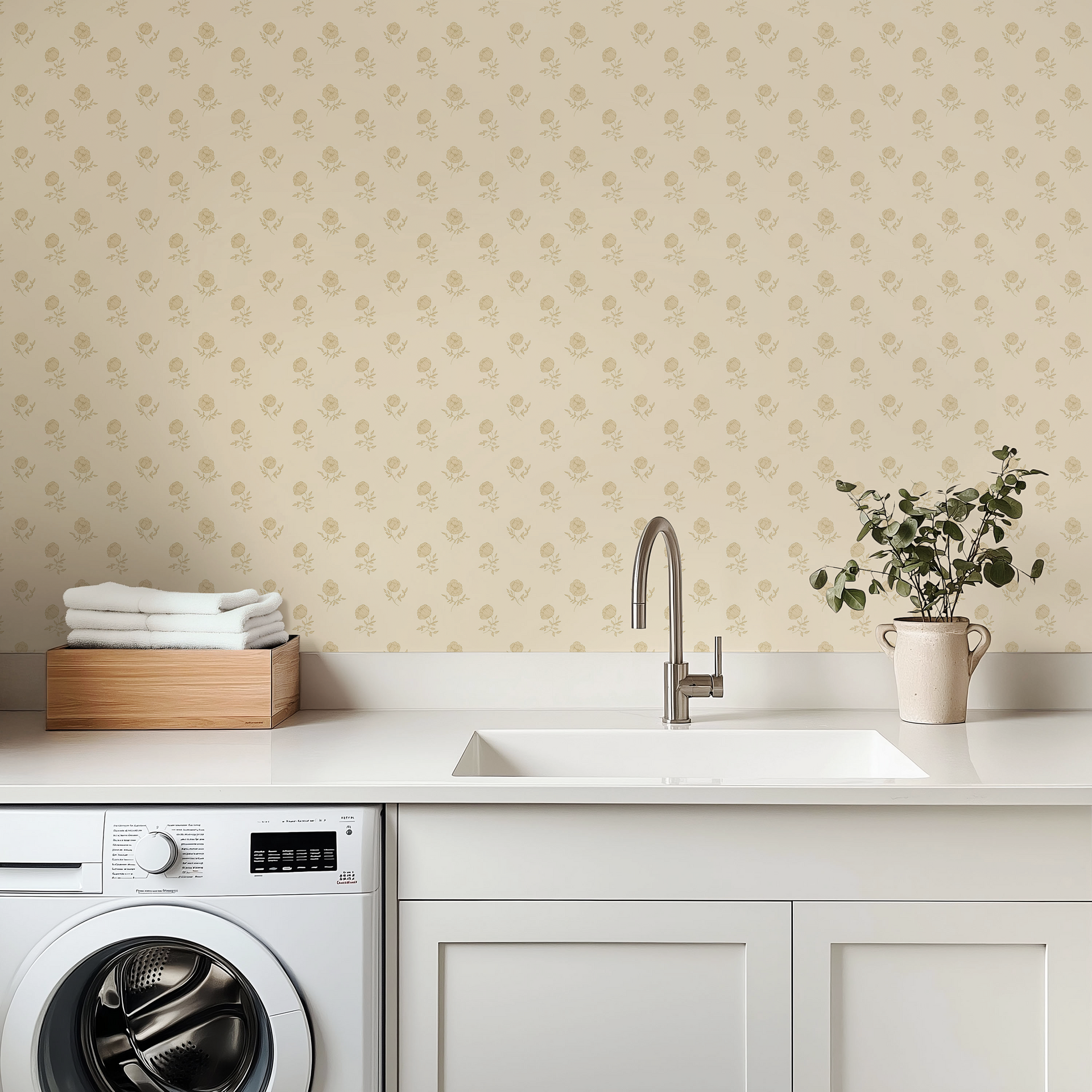 Elle Floral Removable Wallpaper in Cream Grey Blush Sage-green