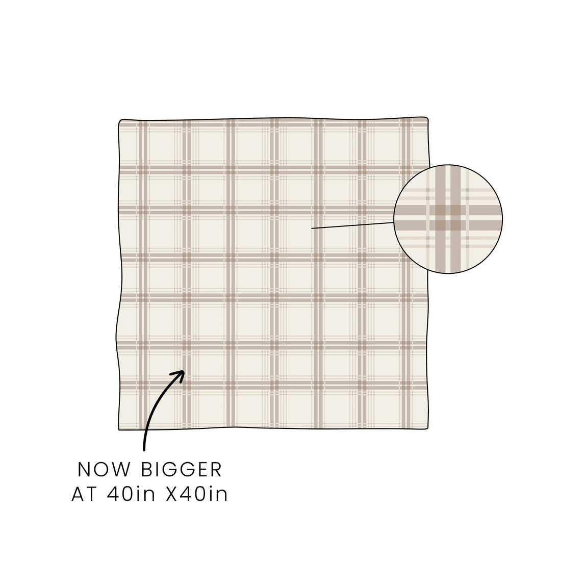Ellis Plaid patterned bamboo baby swaddle blanket shown as a 40 by 40 inch square on a white background