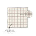 Ellis Plaid patterned bamboo baby swaddle blanket shown as a 40 by 40 inch square on a white background