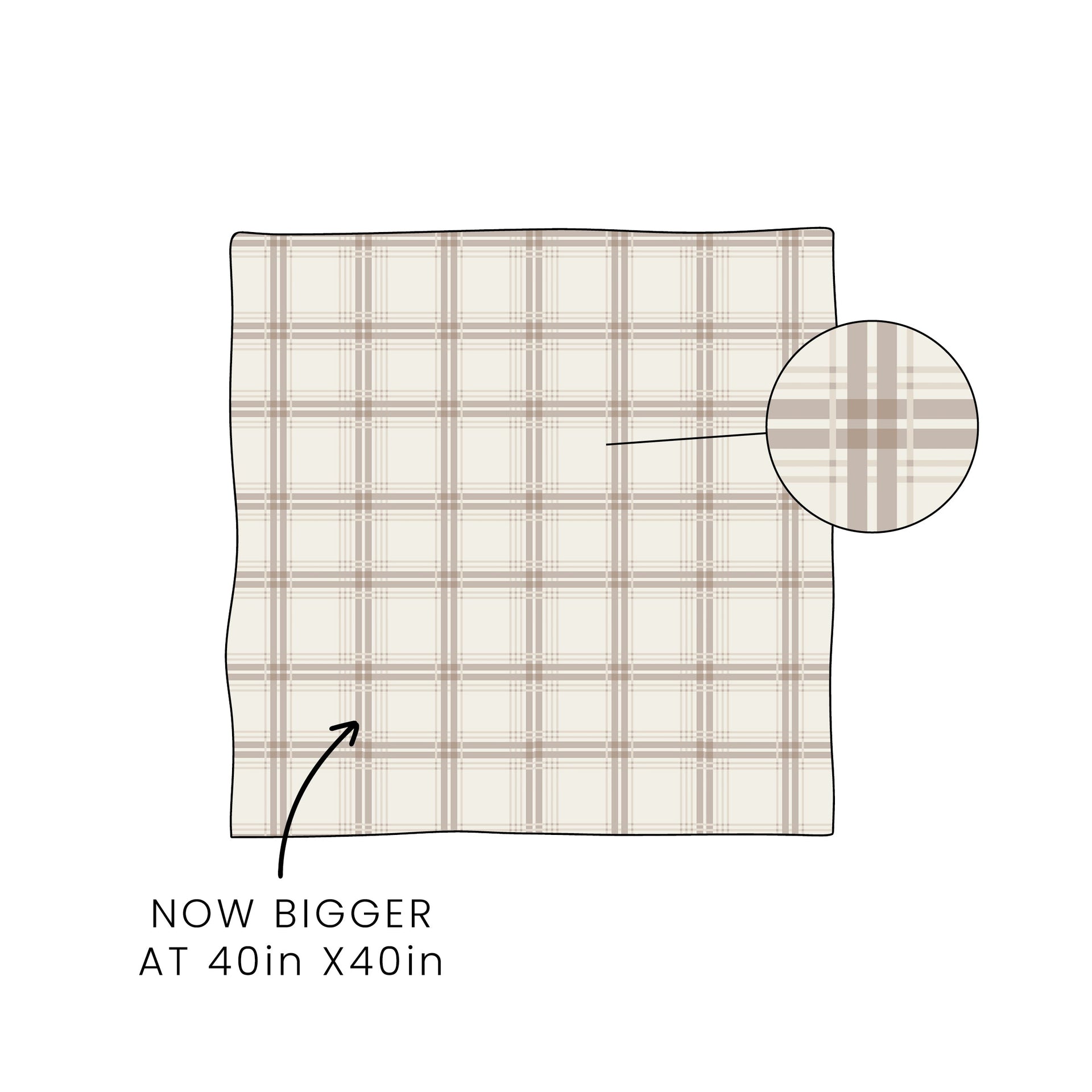 Ellis Plaid patterned bamboo baby swaddle blanket shown as a 40 by 40 inch square on a white background