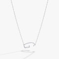 Initial G elongated sideways pendant necklace with cubic zirconia accent on a delicate chain