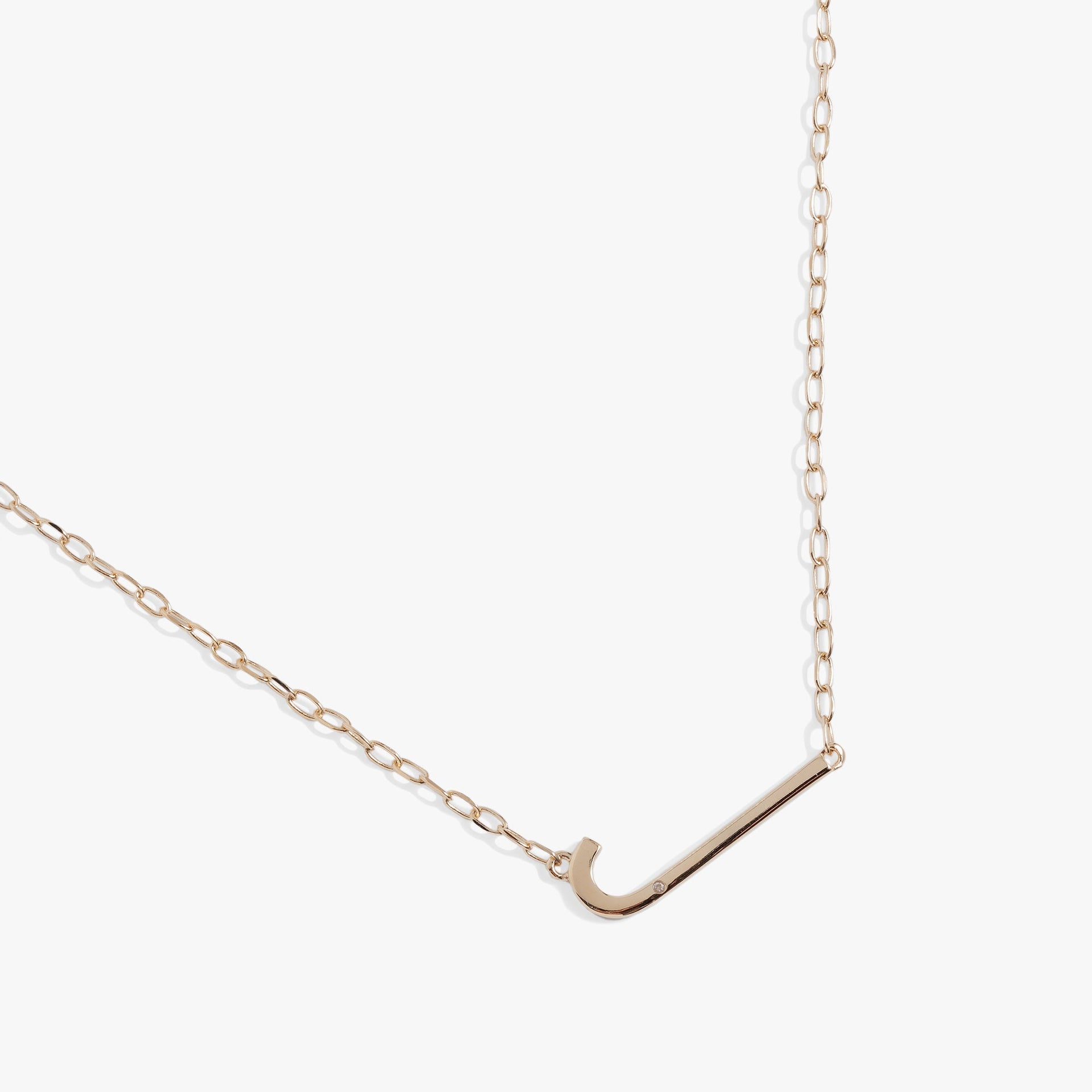 Initial J Precious Elongated Pendant Necklace in Silver or Gold