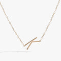 Alex And Ani sideways Initial K pendant necklace with cubic zirconia accent in silver or gold tone