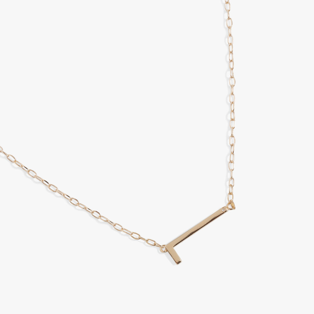 Initial L Precious Elongated Necklace in Gold and Silver Tones