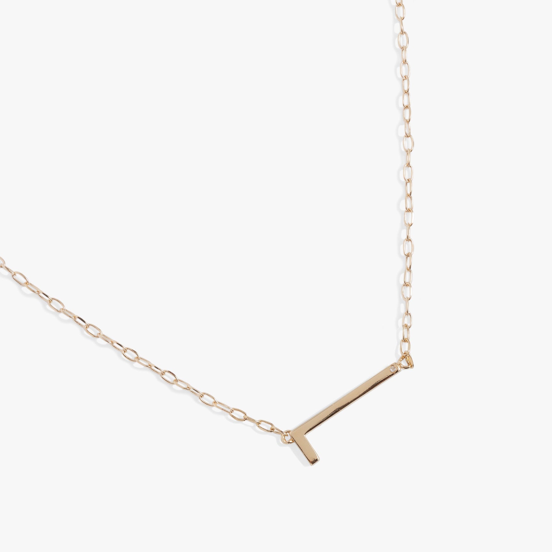 Initial L Precious Elongated Necklace in Gold and Silver Tones