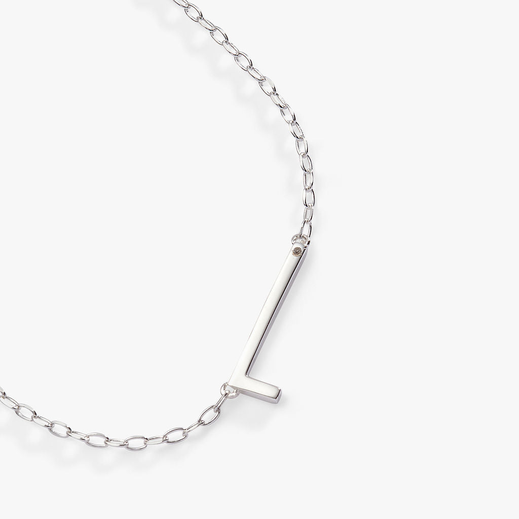 Initial L Precious Elongated Necklace in Gold and Silver Tones