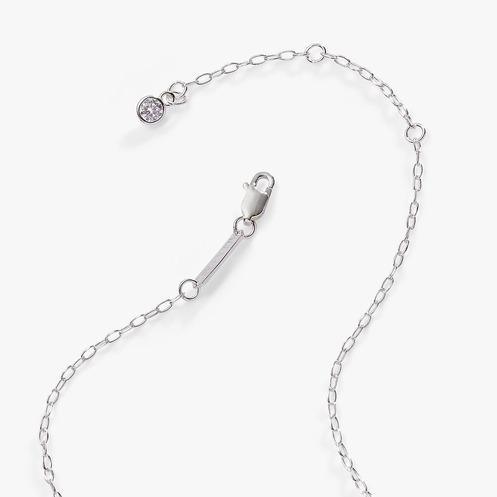 Sideways Initial D Pendant Necklace with Cubic Zirconia Accent