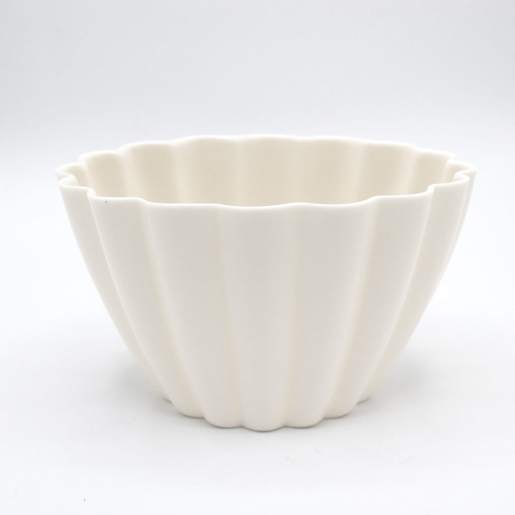 Fluted Porcelain Candle Holder in Cream Matte Finish - Image 4