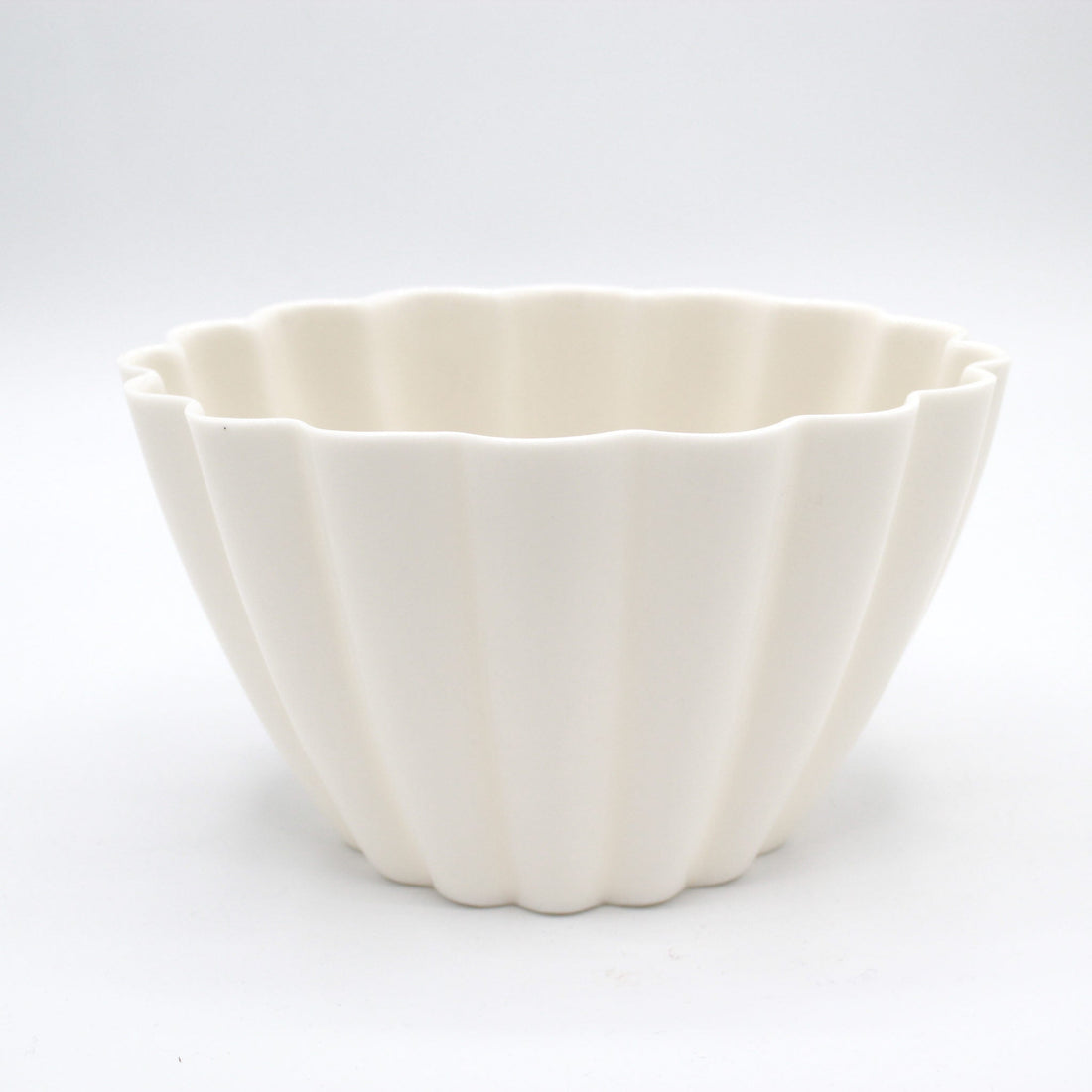 Fluted Porcelain Candle Holder in Cream Matte Finish - Image 4