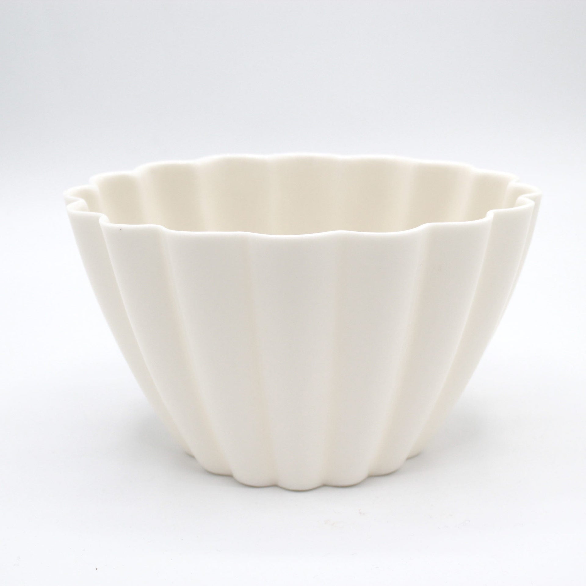 Fluted Porcelain Candle Holder in Cream Matte Finish - Image 4